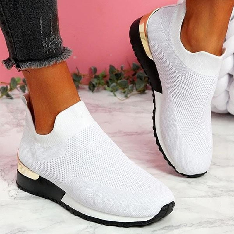 Ventiq | Oddychające elastyczne sneakersy slip-on dla kobiet - lekkie