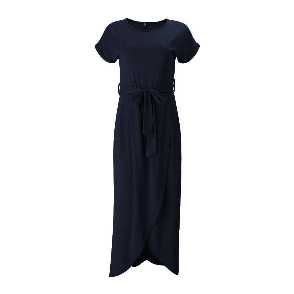 Nina - Stylowa Maxi Sukienka z Rozporkiem