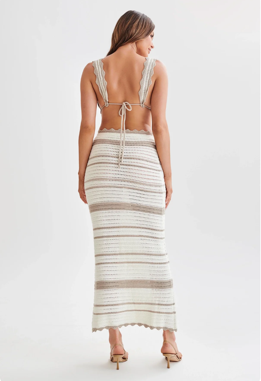 Candice | Elegancki Zestaw | Szydełkowy | W Paski | Modny | Komfortowy