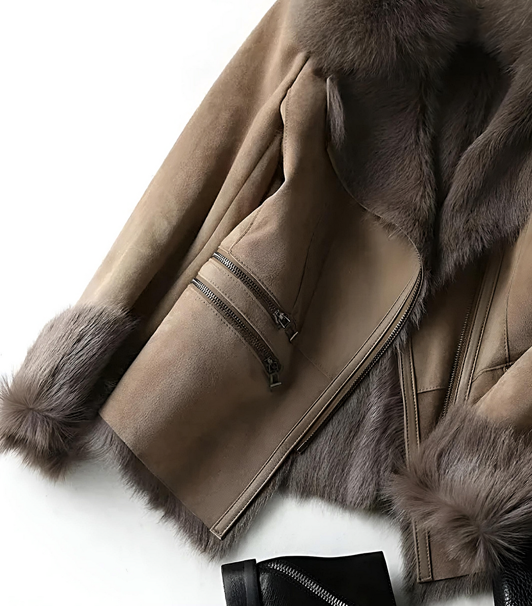 Kurtka Biker z Imitacją Kołnierza i Zapięciem na Zamek dla Kobiet | Idealna na Jesień i Zimę