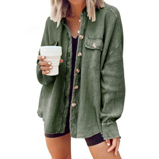 Kobieta | Kurtka z Kordu | Nieregularny Kaptur | Styl Casualowy i Nowoczesny