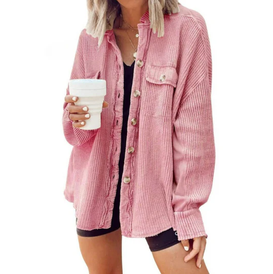 Kobieta | Kurtka z Kordu | Nieregularny Kaptur | Styl Casualowy i Nowoczesny