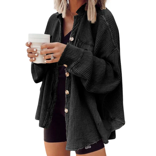 Kobieta | Kurtka z Kordu | Nieregularny Kaptur | Styl Casualowy i Nowoczesny