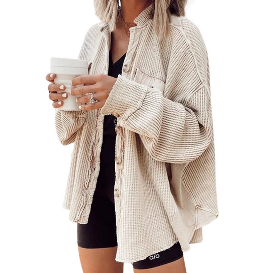 Kobieta | Kurtka z Kordu | Nieregularny Kaptur | Styl Casualowy i Nowoczesny