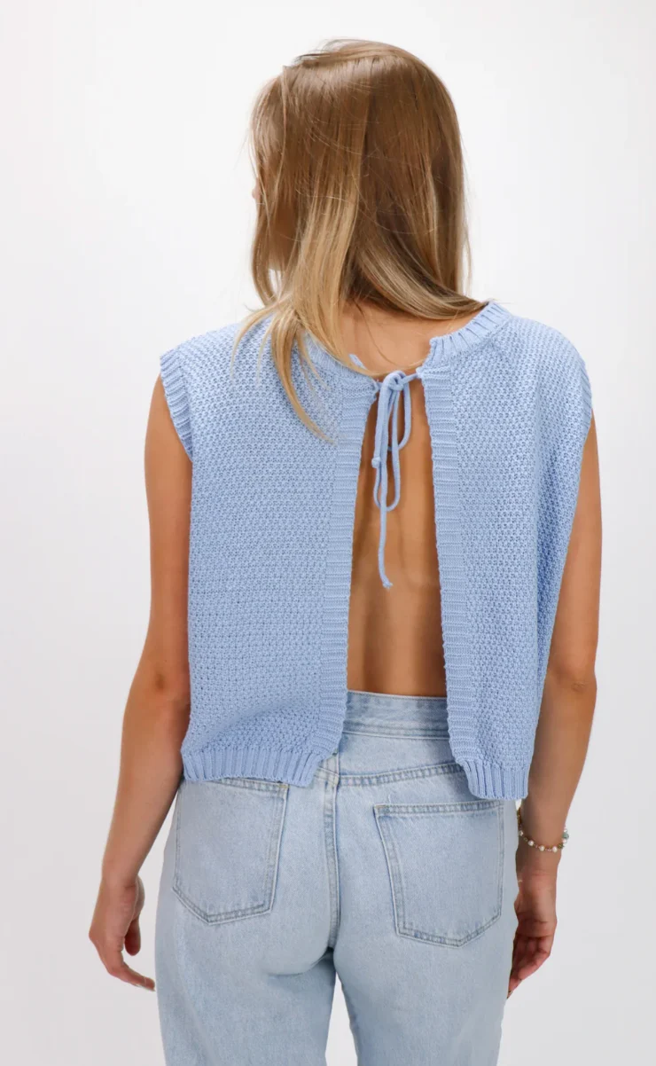 Top bez rękawów z otwarty plecami i wiązaniem z tyłu dla kobiet | Idealny na wiosnę i lato