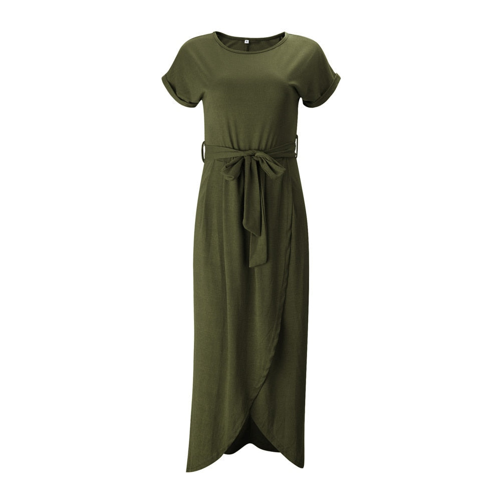 Nina - Stylowa Maxi Sukienka z Rozporkiem