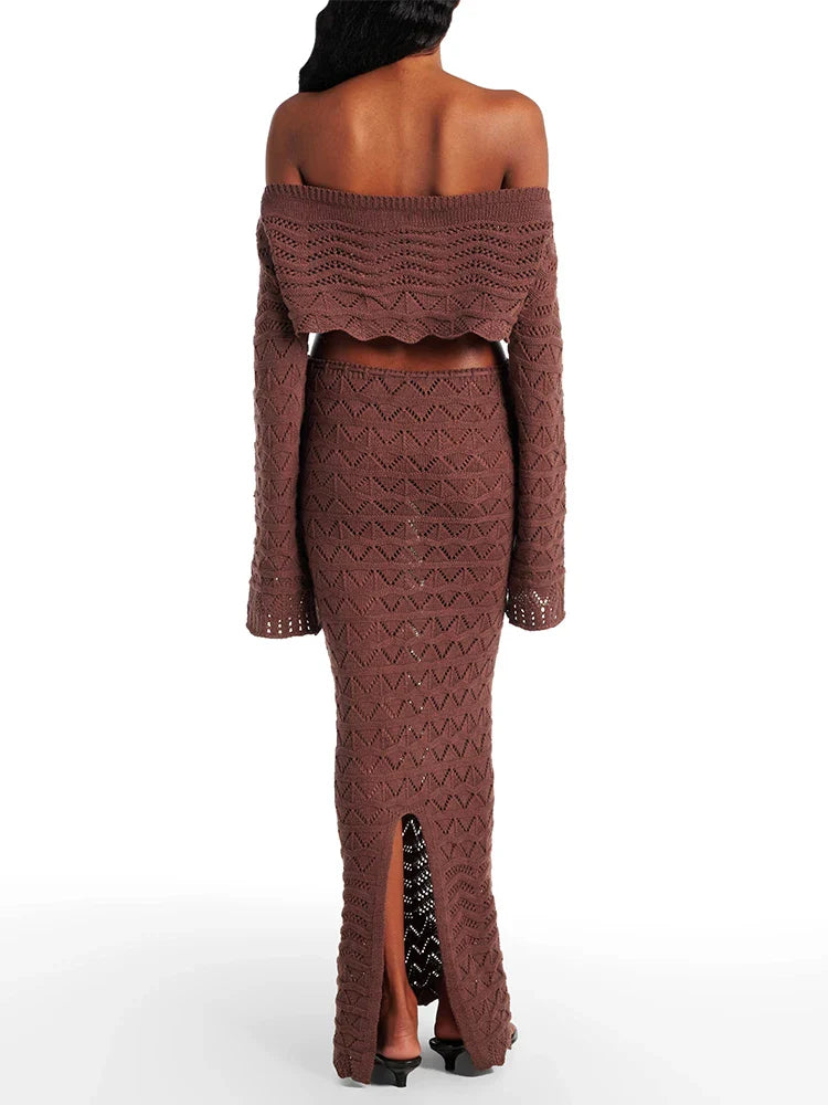 Aleia | Uroczy Zestaw | Warkocze | Długa Spódnica | Krótki Top | Modny