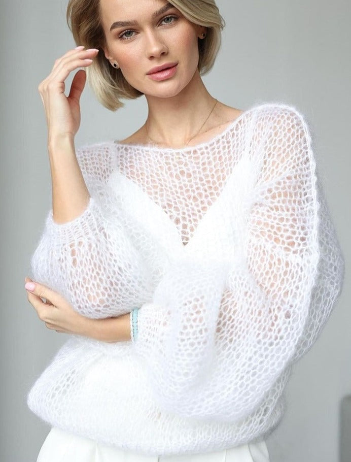 Sweter ażurowy oversize damski