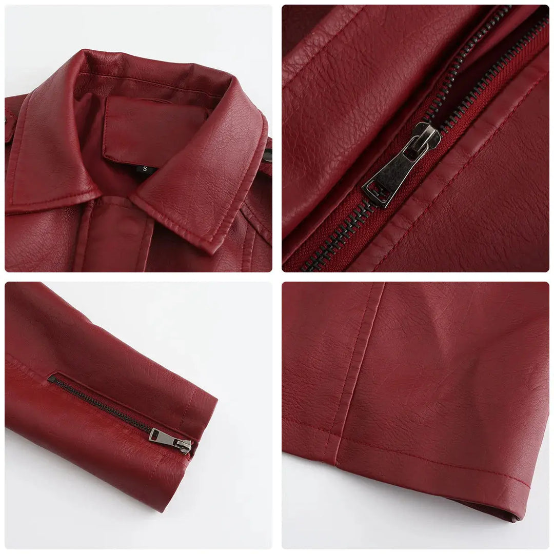 Jane | Sukienka koszulowa z długim rękawem z sztucznej skóry