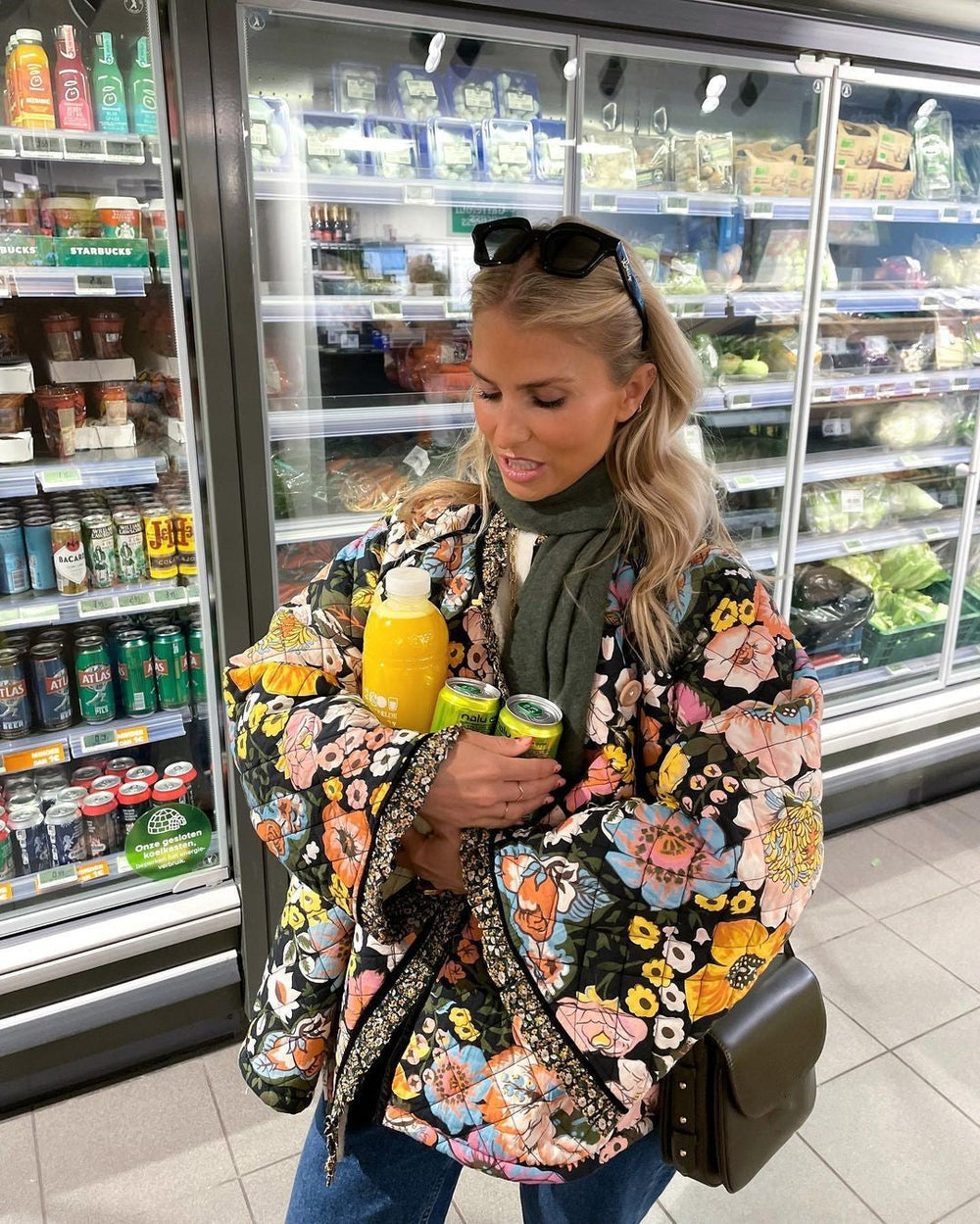 Dalina - Pikowana Kurtka w Kwiatowy Wzór
