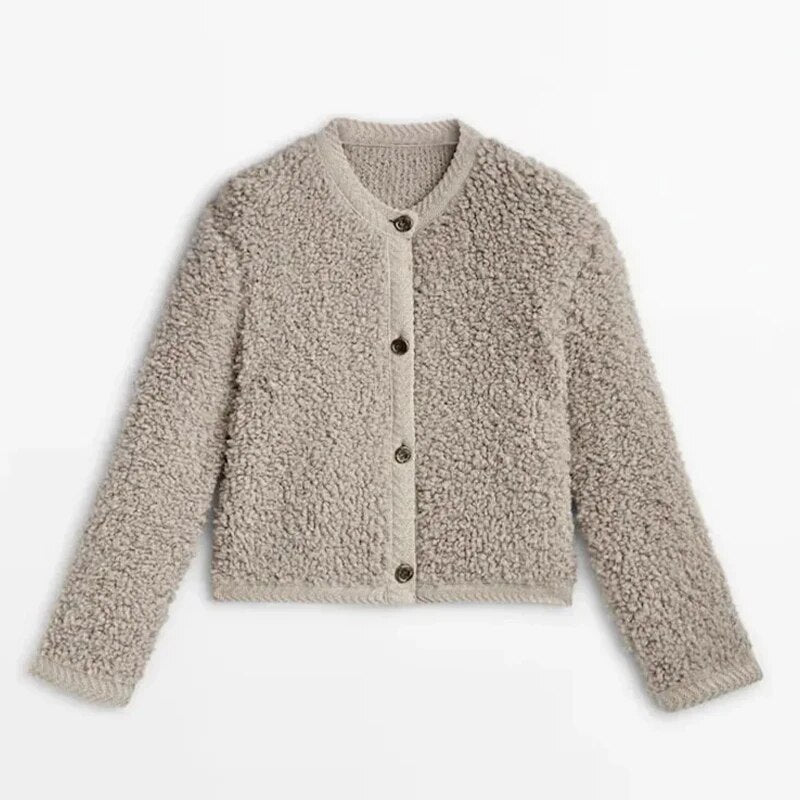 Damska Casual Kurtka Teddy Fleece z Przyjemną Teksturą