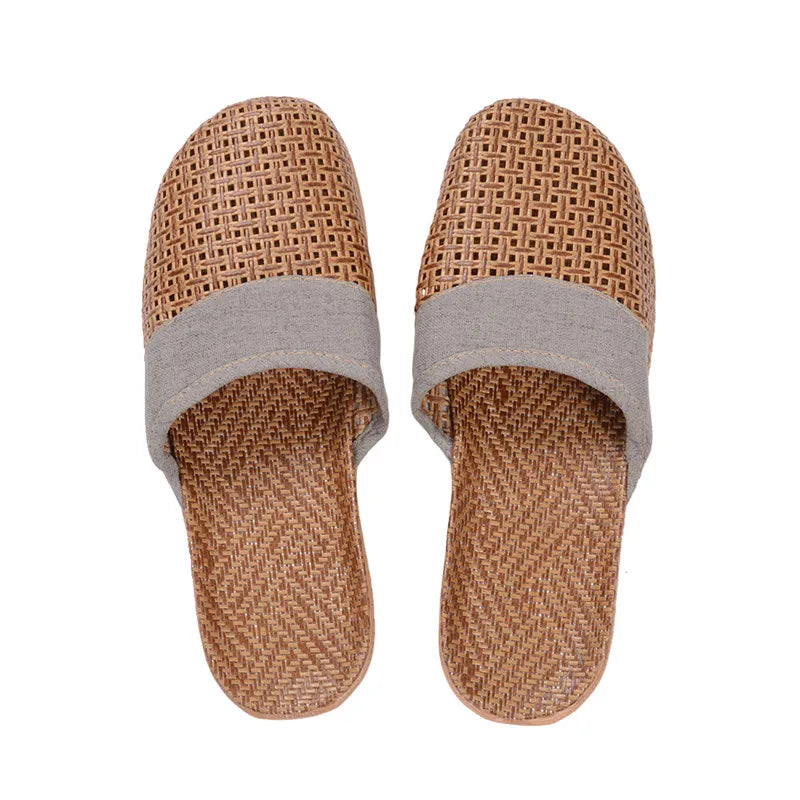 WillowWalks | Boho Woven Linen Slippers - Oddychające, Lekkie