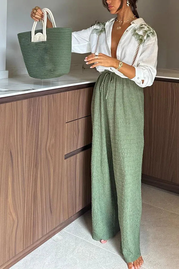 Callie | Casualny Letni Zestaw | Luźne Spodnie | Biała Bluzka | Modny | Wygodny