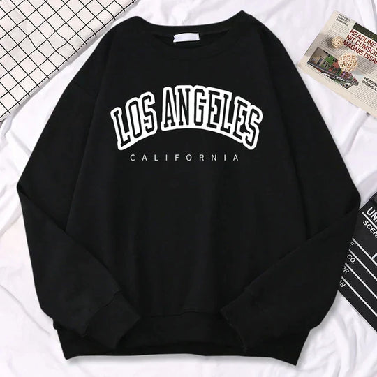 Damski sweatshirt – Oversized pasform – Mieszanka bawełny – Print Los Angeles – Okrągły dekolt