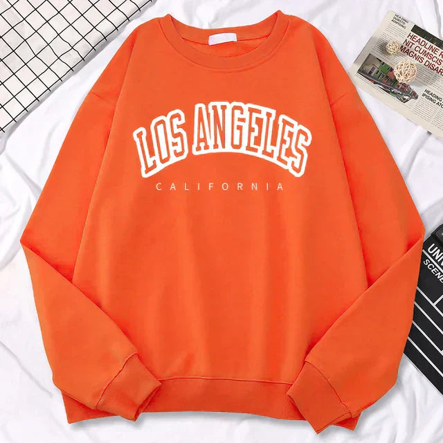 Damski sweatshirt – Oversized pasform – Mieszanka bawełny – Print Los Angeles – Okrągły dekolt