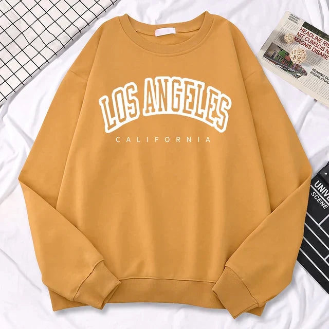 Damski sweatshirt – Oversized pasform – Mieszanka bawełny – Print Los Angeles – Okrągły dekolt