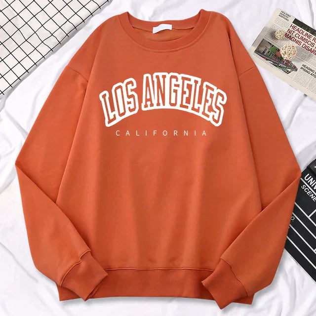 Damski sweatshirt – Oversized pasform – Mieszanka bawełny – Print Los Angeles – Okrągły dekolt