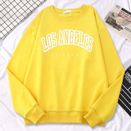 Damski sweatshirt – Oversized pasform – Mieszanka bawełny – Print Los Angeles – Okrągły dekolt