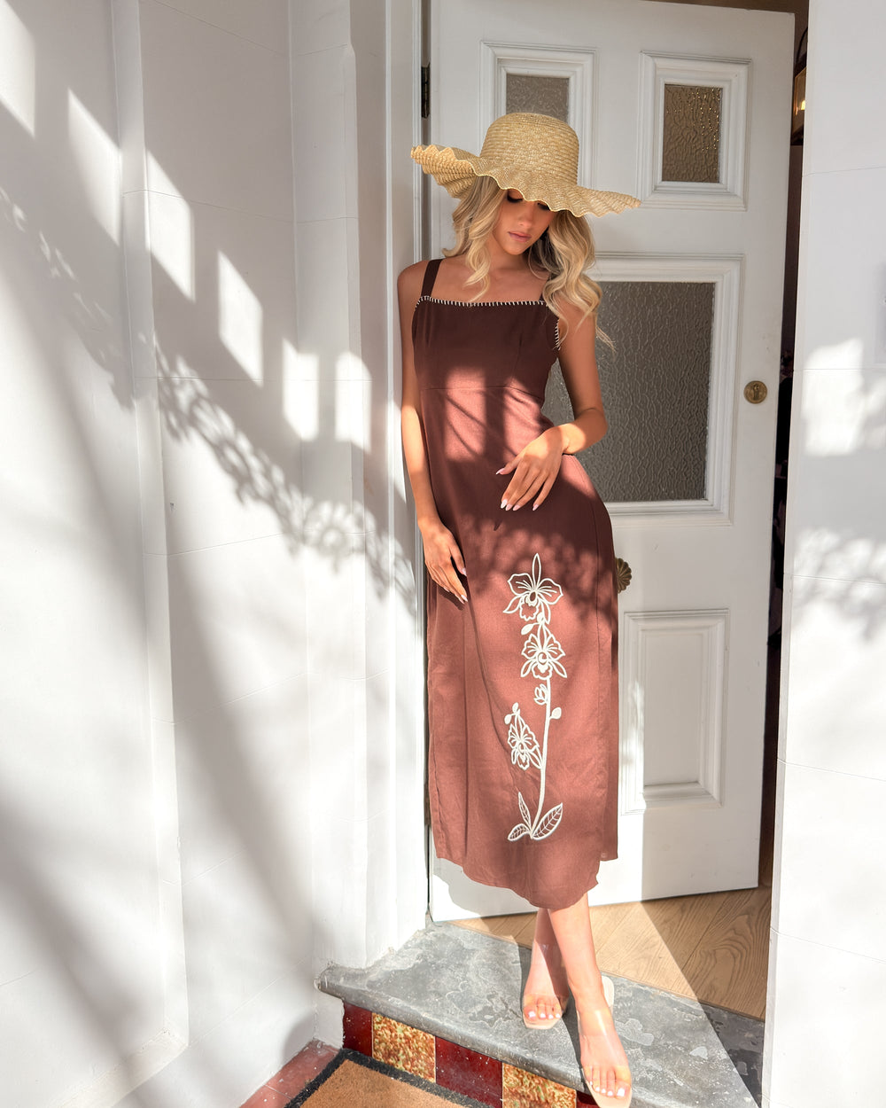 Kobieta | Sukienka Maxi | Kwadratowy Dekolt | Krój A | Bez Rękawów