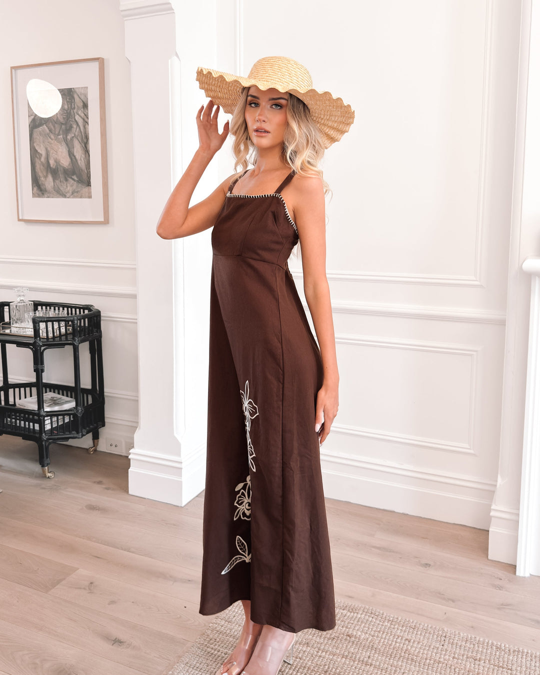 Kobieta | Sukienka Maxi | Kwadratowy Dekolt | Krój A | Bez Rękawów