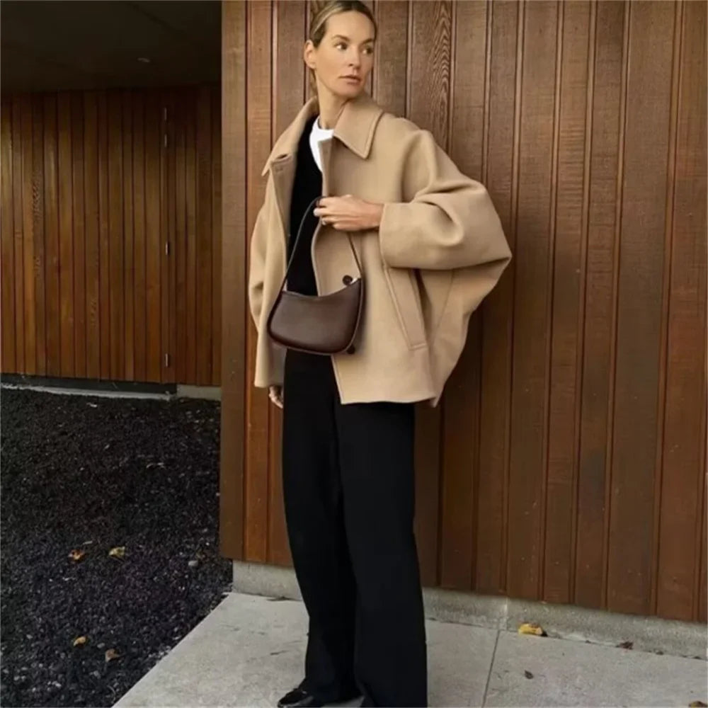 Maya - Oversized Wełniany Płaszcz