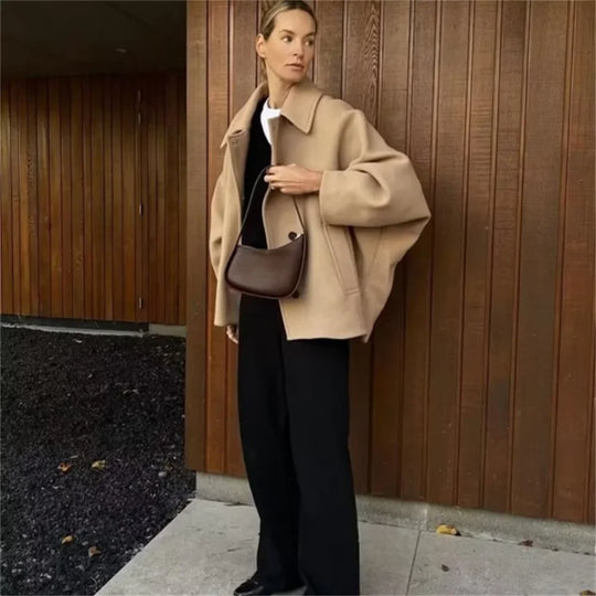 Maya - Oversized Wełniany Płaszcz