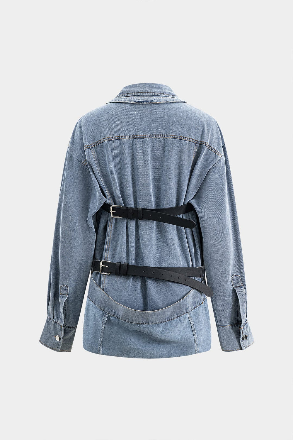 Ava | Oversized Denim Koszula z Guzikami – Swobodny Uniwersalny Model