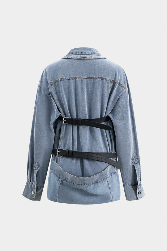 Ava | Oversized Denim Koszula z Guzikami – Swobodny Uniwersalny Model