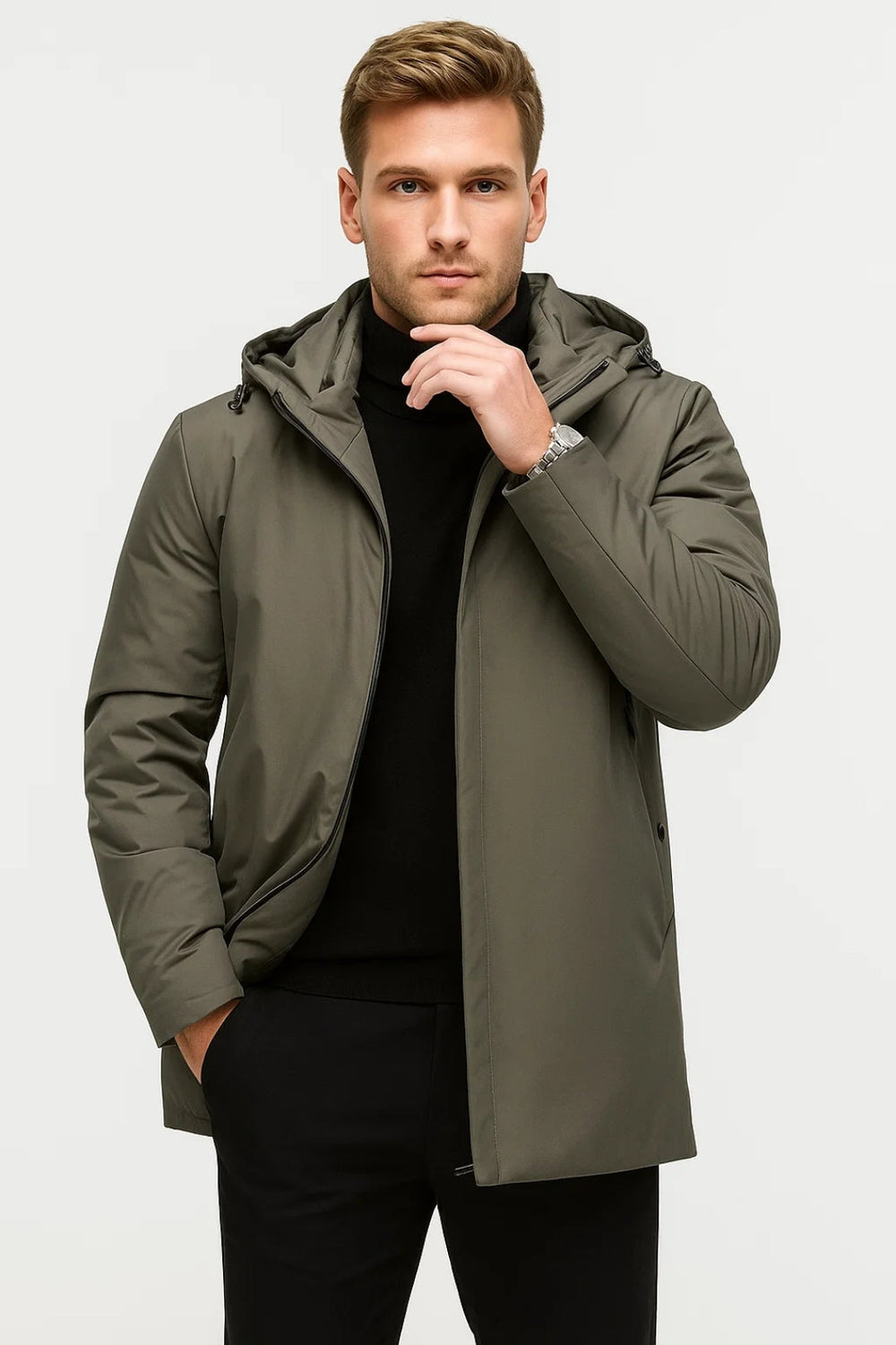 Parka Męska | Minimalistyczna | Z Kapturem | Zima | Wygodny krój | Idealna na zimne dni