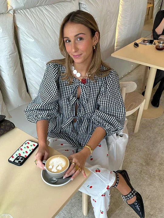 Bluzka w Paski z Bufiastymi Rękawami dla Kobiet | Idealna na Wiosnę i Lato