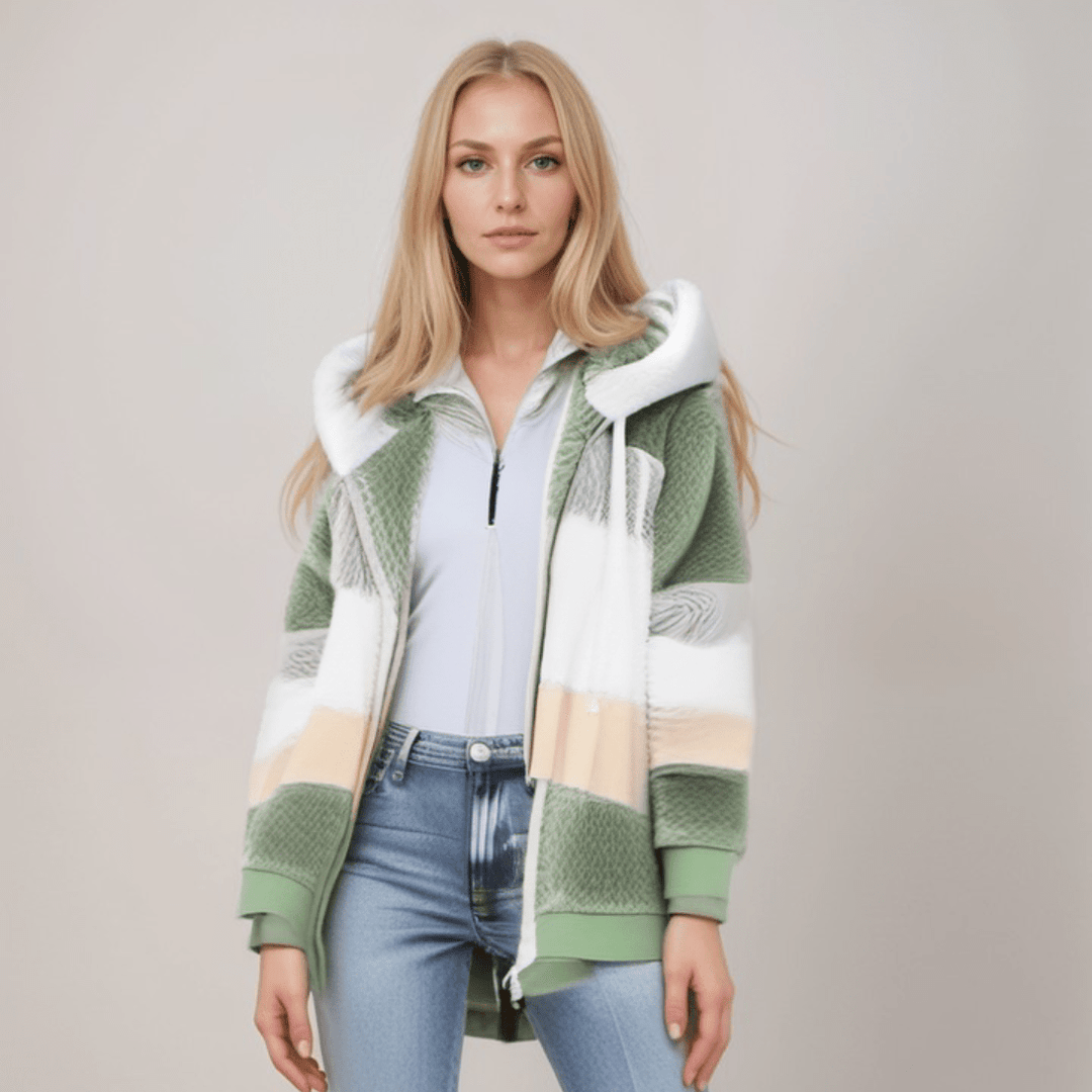 Kobieta | Bluza Polarowa na Zamek | Regulowany Kaptur | Miękka i Ciepła | Styl Codzienny Casual