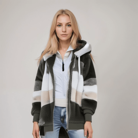 Kobieta | Bluza Polarowa na Zamek | Regulowany Kaptur | Miękka i Ciepła | Styl Codzienny Casual