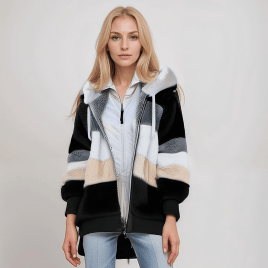 Kobieta | Bluza Polarowa na Zamek | Regulowany Kaptur | Miękka i Ciepła | Styl Codzienny Casual