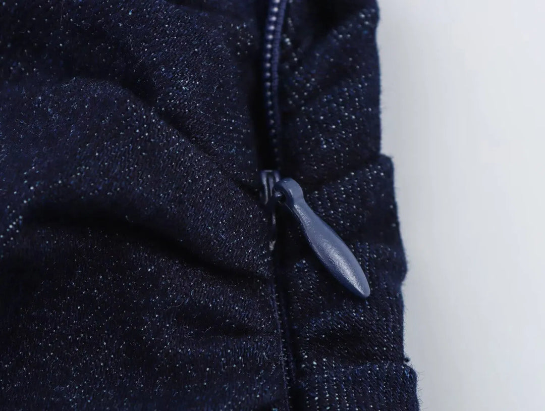 Fleur - Slim Denim Bez Rękawów Mini Sukienka