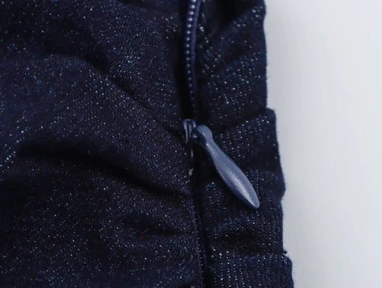 Fleur - Slim Denim Bez Rękawów Mini Sukienka