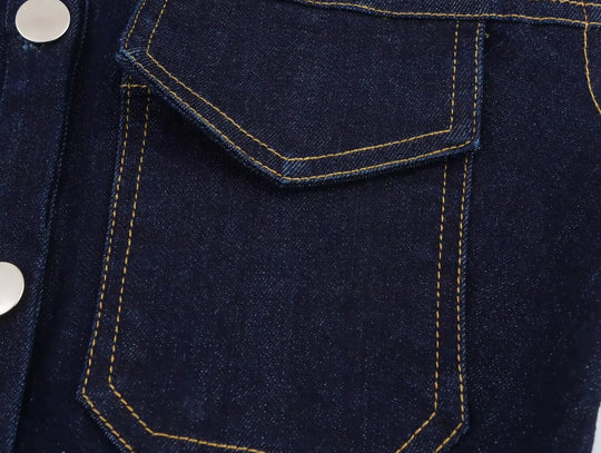 Fleur - Slim Denim Bez Rękawów Mini Sukienka