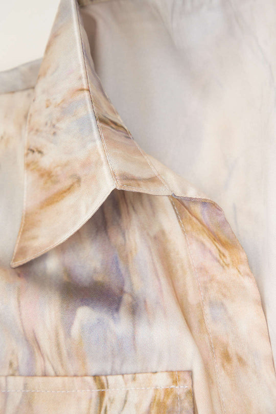 Wilderose - Elegancka Bluzka Crop z Marmurkowym Wzorem dla Pań