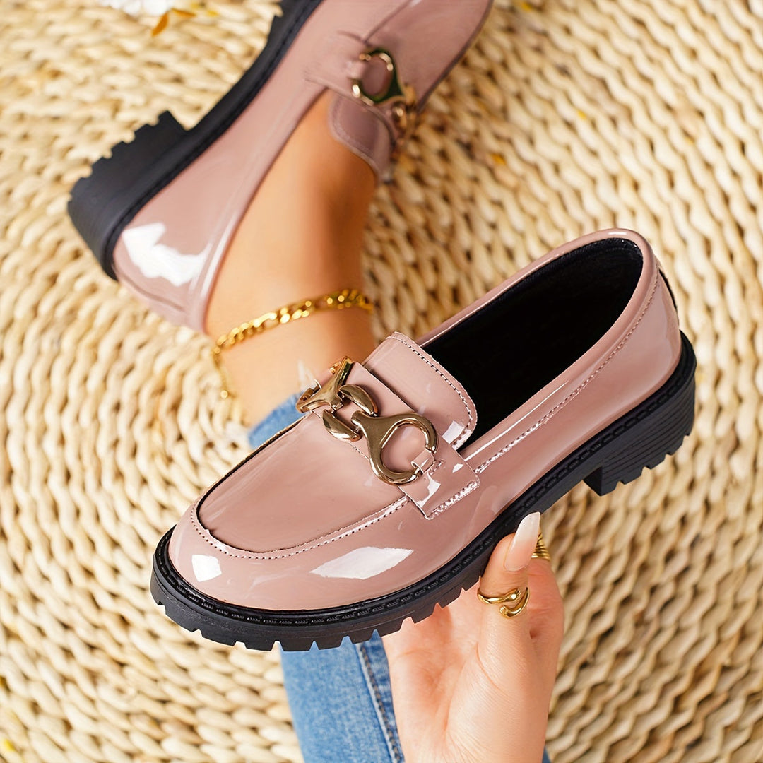 OutStride | Lśniące Mokasyny Damskie - Buty Slip-On w Brytyjskim Stylu