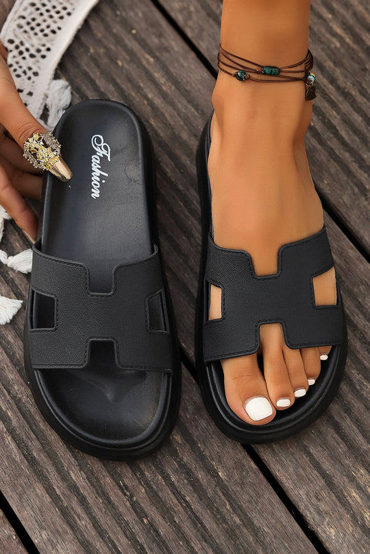 Ilona | Eleganckie klapki na platformie dla kobiet - Letnie sandały typu Slip-On, Otwarty palec