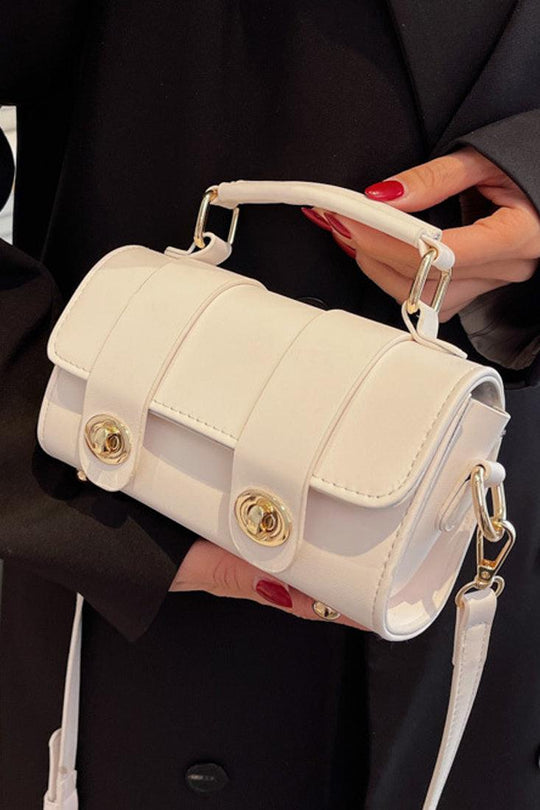 Beżowa Złota Torebka Mini na Przez Ramię