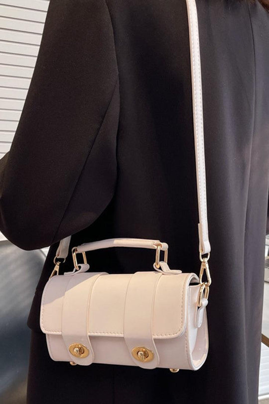 Beżowa Złota Torebka Mini na Przez Ramię