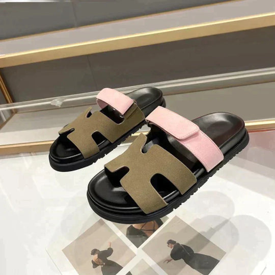 Hira | Eleganckie Sandały Gladiatorki Slip-on z Regulowanym Zapięciem na Rzep