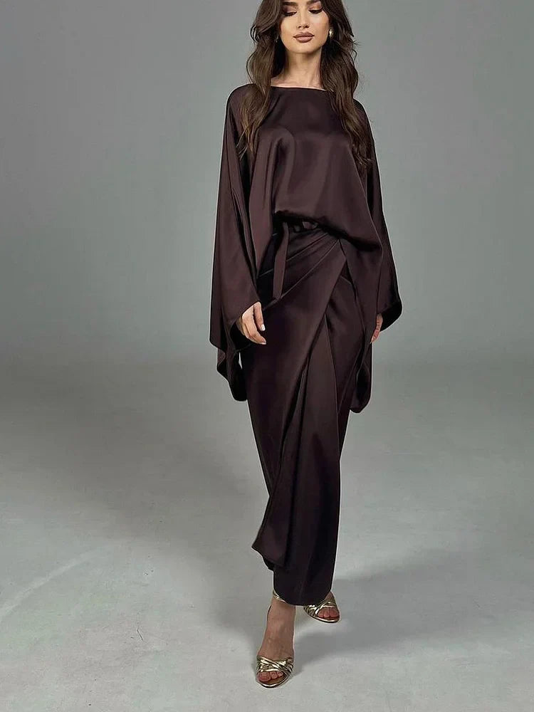 Aveline Moreau | Luksusowa Sukienka Satynowa z Drapowaniem