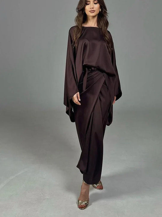 Aveline Moreau | Luksusowa Sukienka Satynowa z Drapowaniem