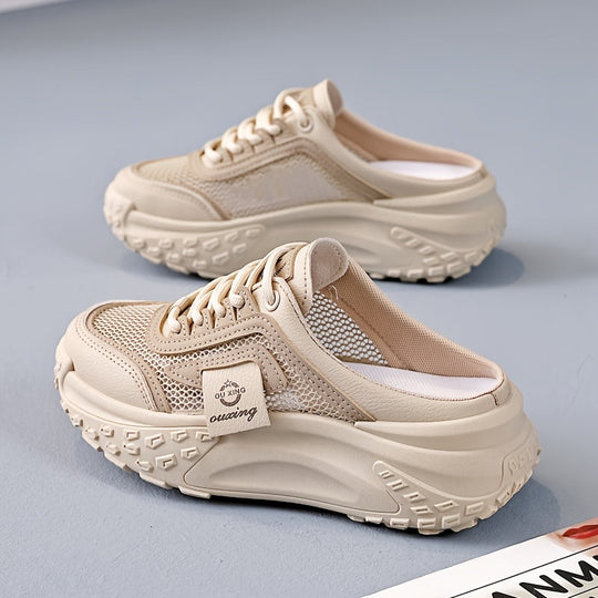 Aermove | Oddychające Siatkowe Półbuty Slip-On dla kobiet - Lekki, Średni Obcas