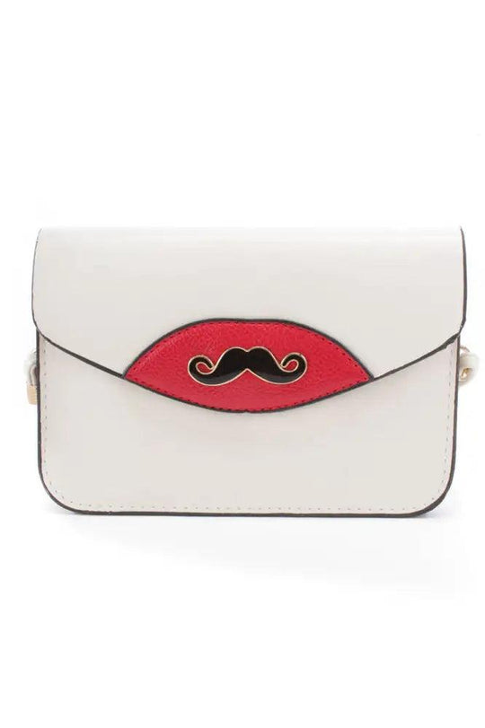 Kremowy Wisiorek Wąs Faux Skórzana Kopertówka