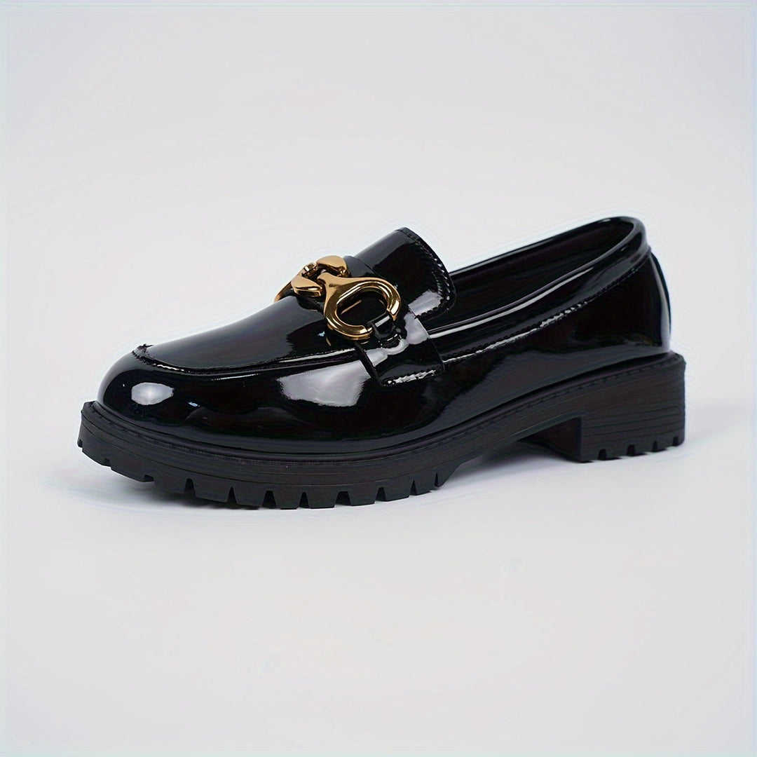 OutStride | Lśniące Mokasyny Damskie - Buty Slip-On w Brytyjskim Stylu