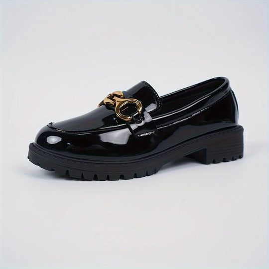 OutStride | Lśniące Mokasyny Damskie - Buty Slip-On w Brytyjskim Stylu