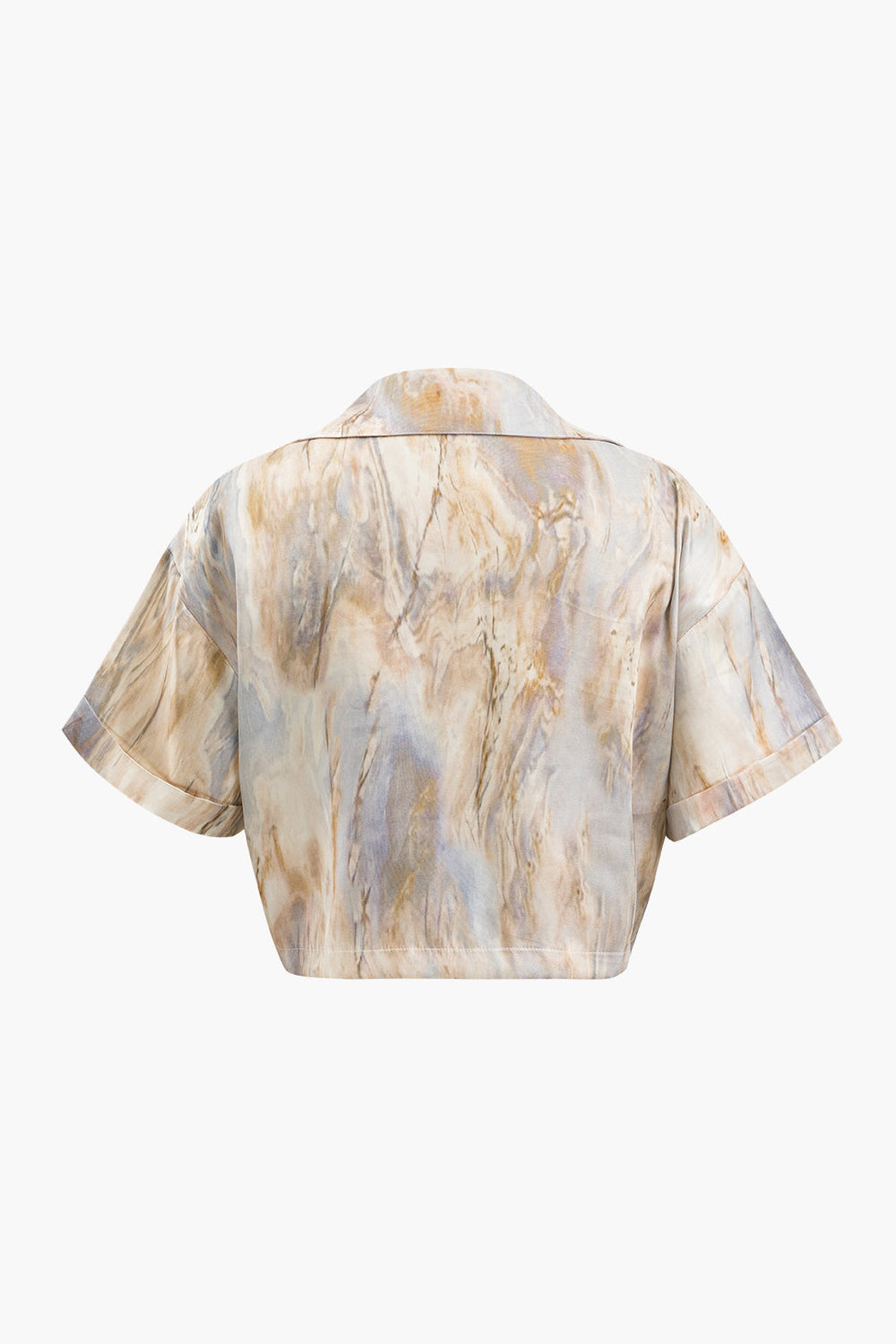 Wilderose - Elegancka Bluzka Crop z Marmurkowym Wzorem dla Pań