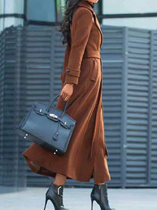 Długi Płaszcz z Pasem dla Kobiet | Idealny na Zimę